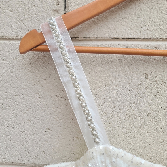 Bronx and Banco | Mademoiselle Bridal Sequin Sparkle Midi Dress Size Medium - Picture 8 of 16